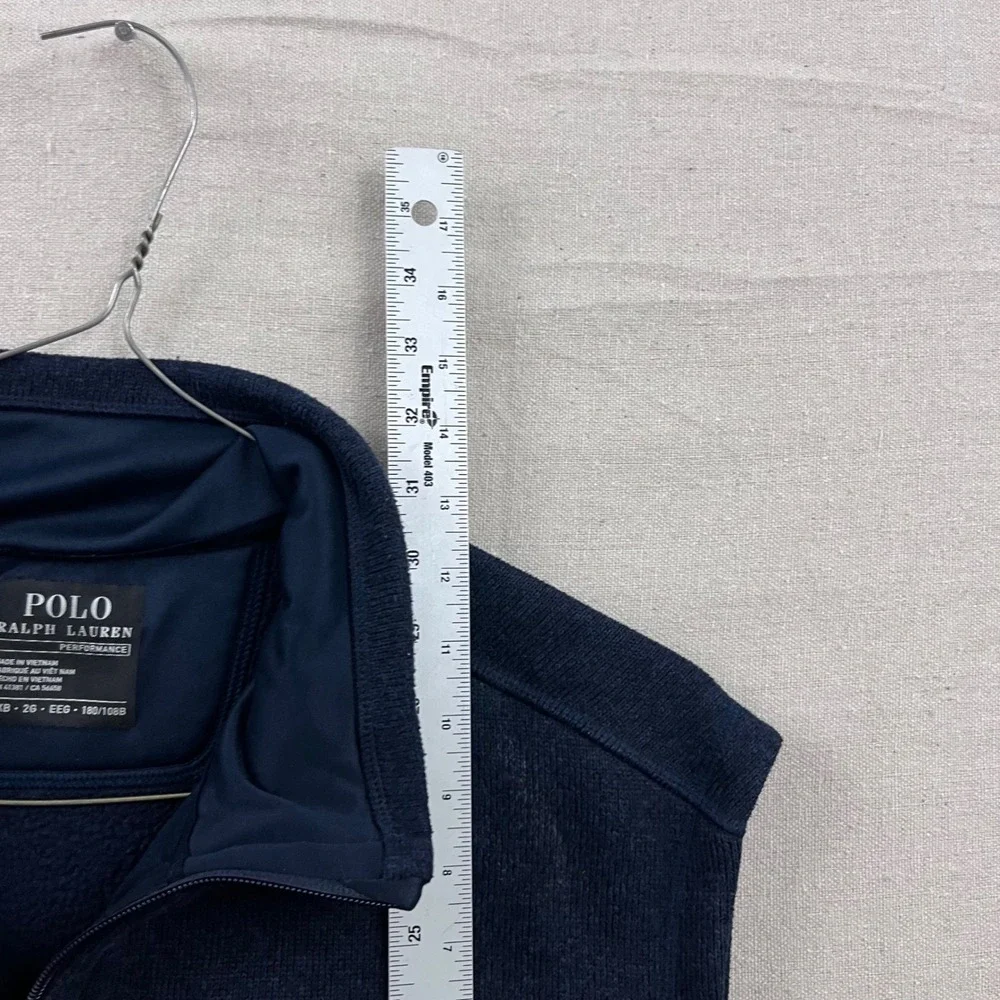 Polo Ralph Lauren Performance Vest Mens 2XB‎ Navy Blue Full Zip Fleece Mock Neck